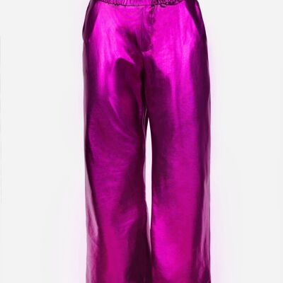 Pantalon froncé en similicuir PIERROT violet