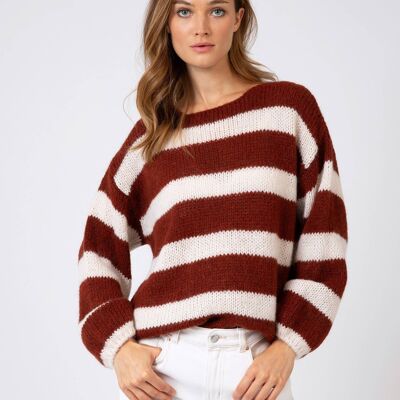 Loose striped LABONITE cinnamon knit sweater