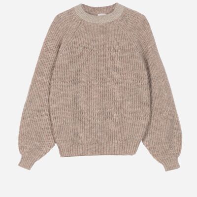 LETRICO sand iridescent collar sweater