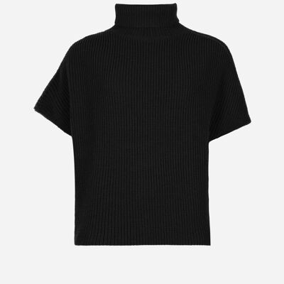 Schwarzer LEPONY-Pullover mit hohem Kragen