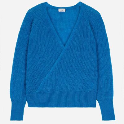 LAUDY blue knit wrap sweater