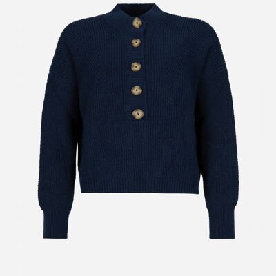 VANELLY navy knit trucker sweater