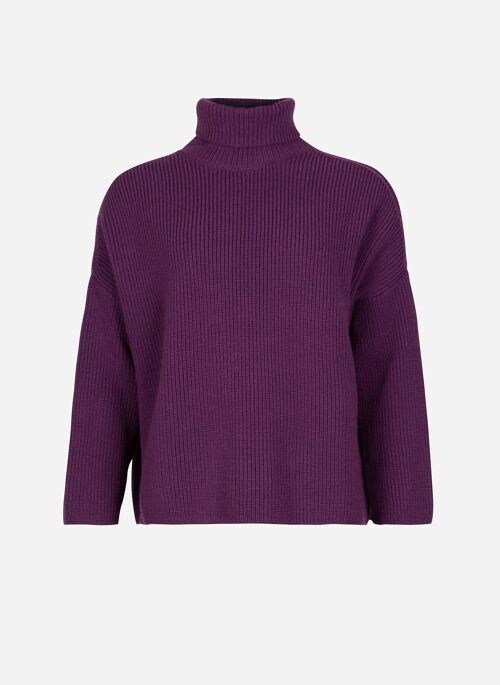 Pull col roulé en maille LABION violet