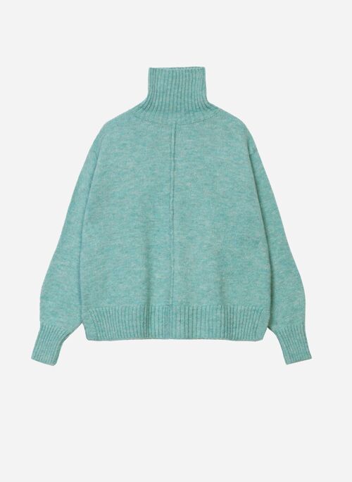 Pull col roulé en maille LIPY A aqua