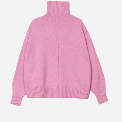 Pull col roulé en maille LIPY pink