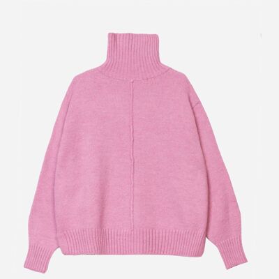 Pull col roulé en maille LIPY pink