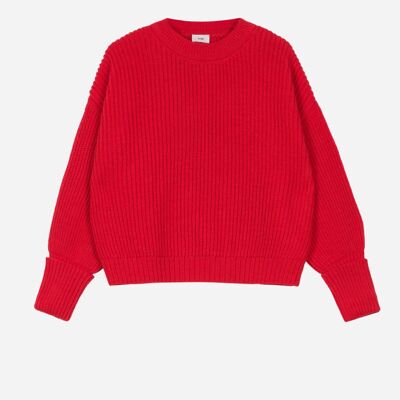 Maglione rosso LEZOEY corto e ampio