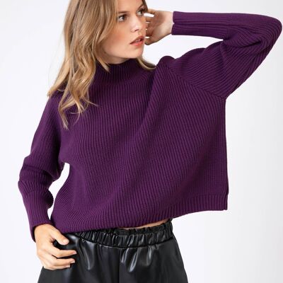 Comodo maglione lavorato a maglia LALANE viola