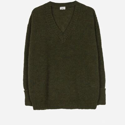 Fluffy knit sweater LEROSY army