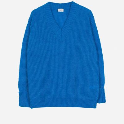 Maglione lavorato a maglia soffice blu LEROSY