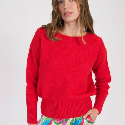 LENOELA red cocooning jersey knit sweater