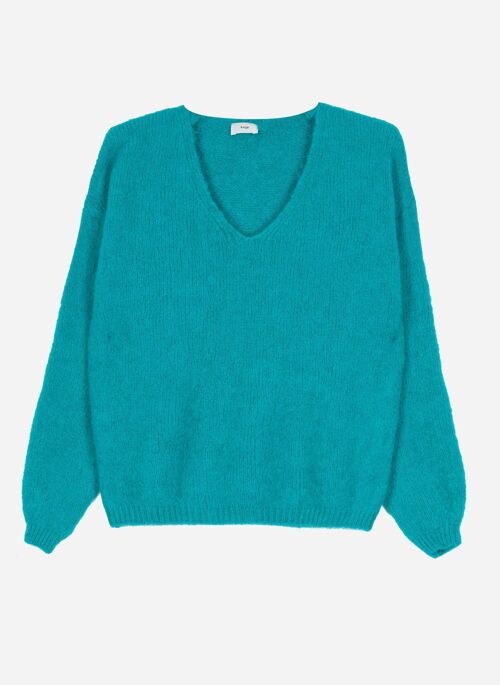 Pull en maille jersey cocooning LENOELA turquoise