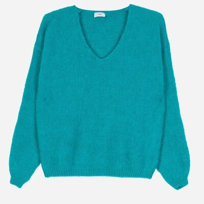 LENOELA turquoise cocooning jersey knit sweater