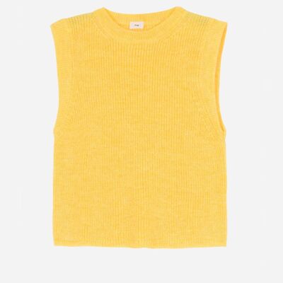 Pull en maille sans manches LAMAZOU jaune