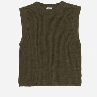 LAMAZOU khaki sleeveless knit sweater