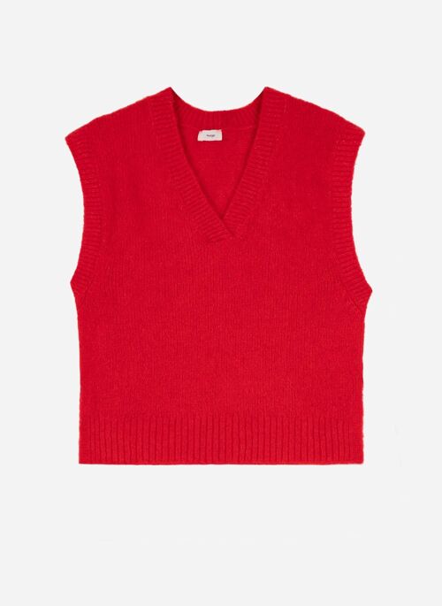 Pull en maille sans manches LEATRICE rouge