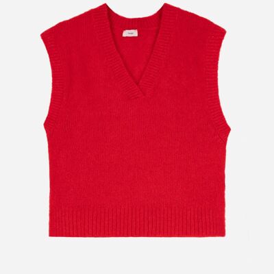 Maglione rosso senza maniche in maglia LEATTRICE