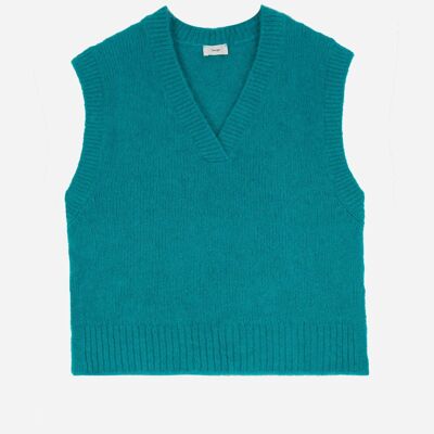 LEATRICE turquoise sleeveless knit sweater