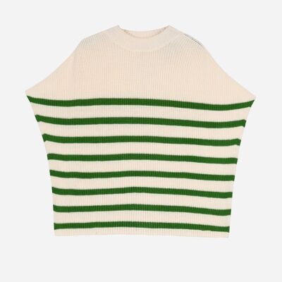 Poncho sweater, striped knit LEPONIA avocado