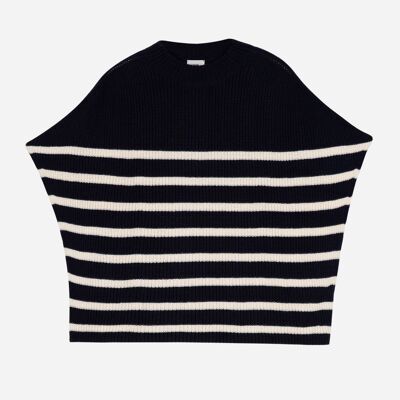 Poncho sweater, striped knit LEPONIA night