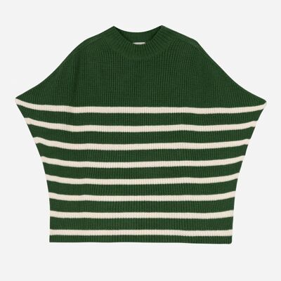 Poncho sweater, striped knit LEPONIA olive
