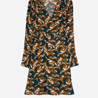 Short fitted and printed dress OMAYANA demi gold