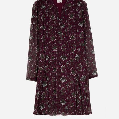 Short fitted and printed dress OTILA nadia burgundy