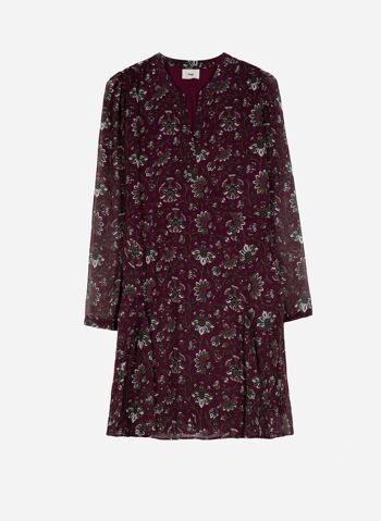 Robe courte ajustée et imprimée OTILA nadia bordeaux