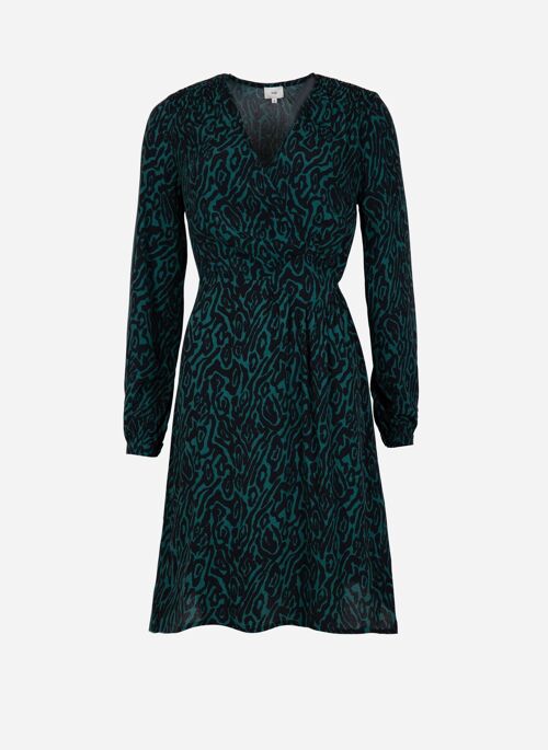 Robe courte cache-cœur et imprimée MONTINE dacha vert