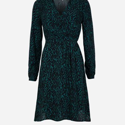 MONTINE dacha green short wrap-over and printed dress