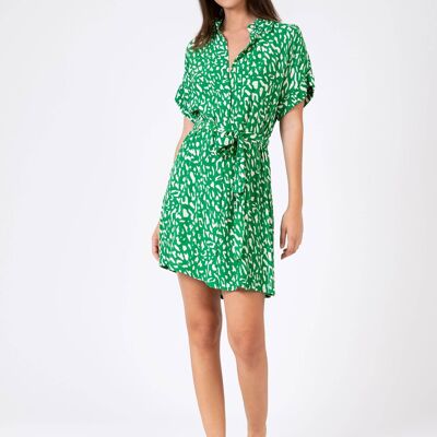 MILIANETTE bambi green short printed shirt dress