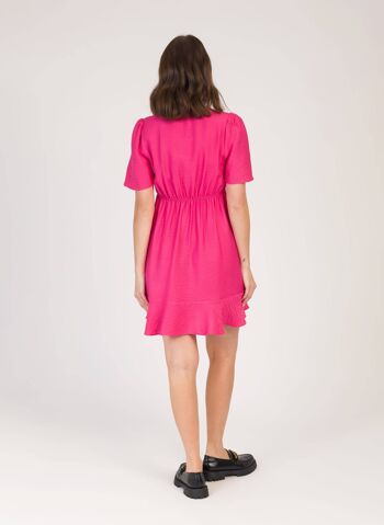 Robe courte élégante et unie MORELLE fushia 4