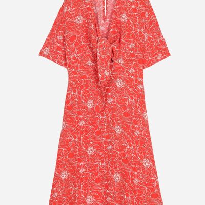 Short printed dress to tie MORITZA harmony red