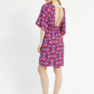 Kurzes rückenfreies bedrucktes Kleid OLIZA phoenix lila