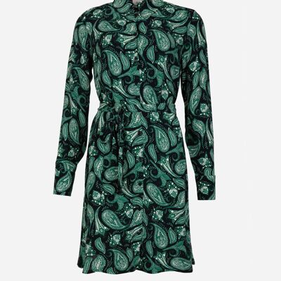 Kurzes bedrucktes und geknöpftes Kleid MARENE catarina grün