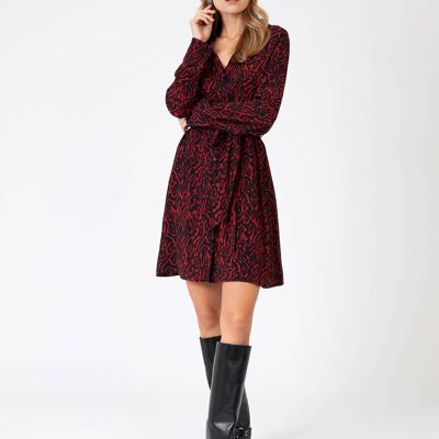 Short printed and buttoned dress MARENE dacha red