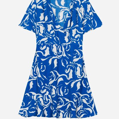 MIANY hellblau bedrucktes und elegantes kurzes Kleid