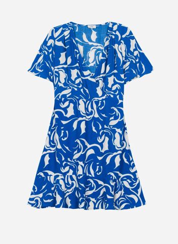 Robe courte imprimée et élégante MIANY claire bleu