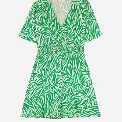 OKARITO zibara grünes gesmoktes kurzes Kleid
