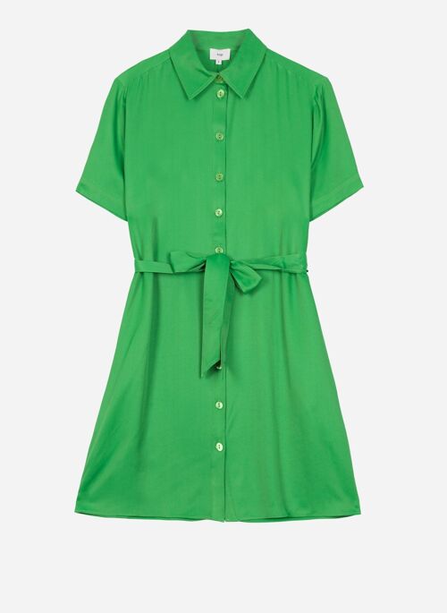 Robe courte unie et ceinturée MADELIE avocado