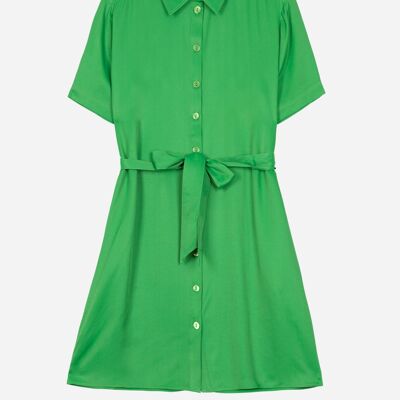 Short plain and belted dress MADELIE avocado
