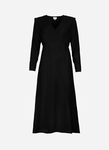Robe longue cache-cœur et fendue MARULY noir 1