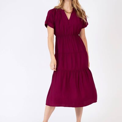 MOTTALI plain purple midi dress with ruffles