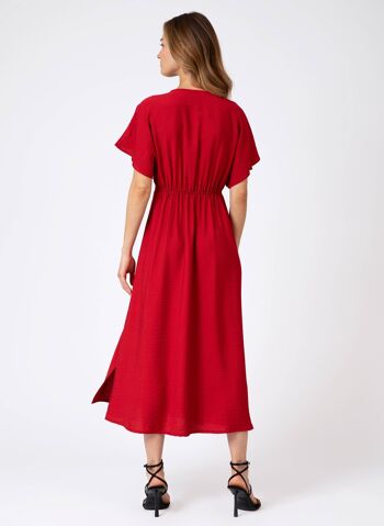 Robe midi cache-cœur et unie MISSIA cerise 4