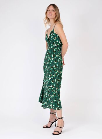 Robe midi cocktail et imprimée MERIKA amina vert 2