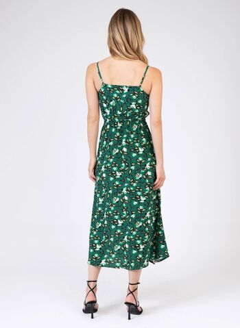 Robe midi cocktail et imprimée MERIKA amina vert 3