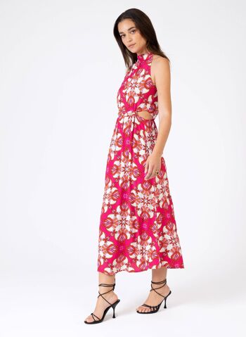 Robe midi échancrée et imprimée MEMA sharon fushia 2