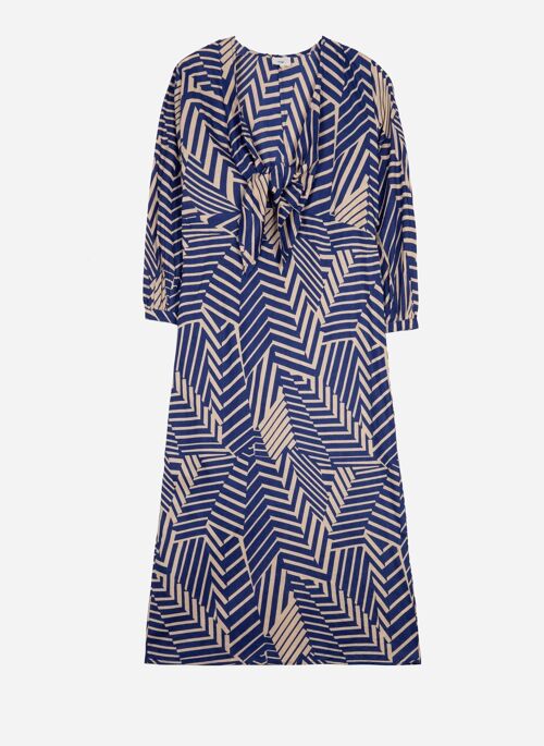 Robe midi en coton imprimé ORFEO zenya indigo