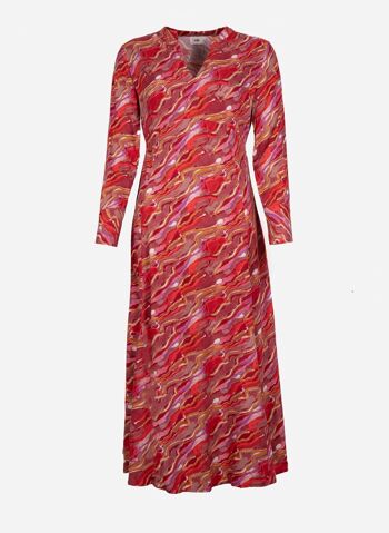 Robe midi en viscose imprimée ONEMO anna fuchsia