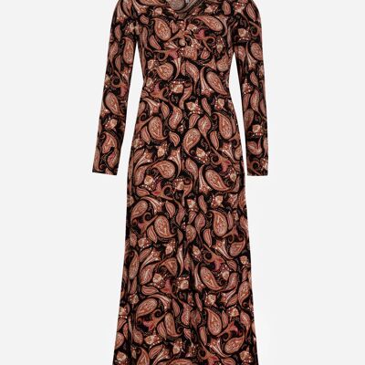 Slit and printed midi dress MUTELLE catarina camel